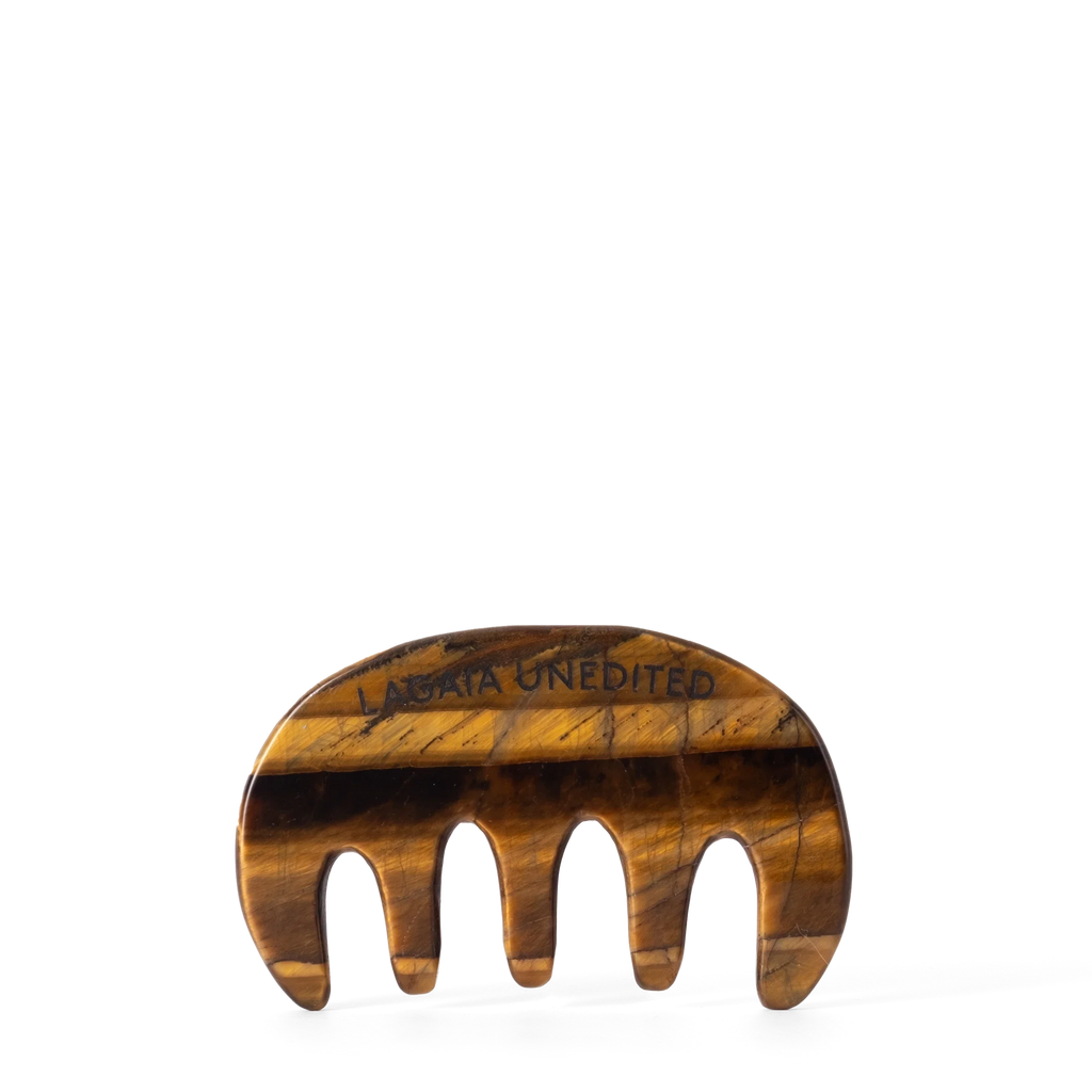 Scalp Comb - Tiger's Eye Stone w. Velvet Pouch